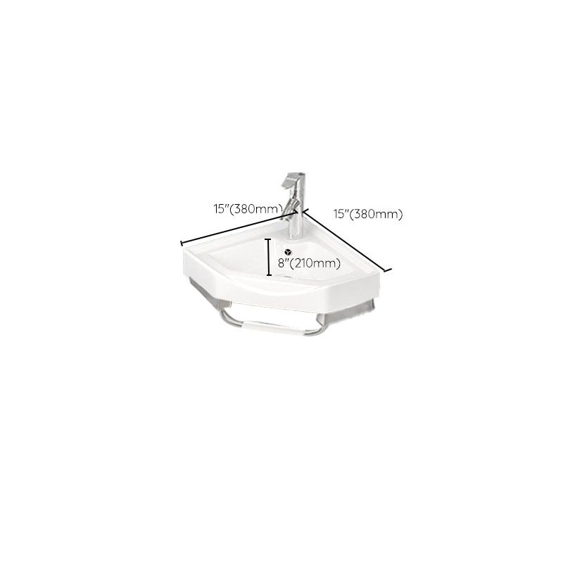 Bathroom Sink White Ceramic Wall-mounted Mirror Faucet Anti-spill Sink