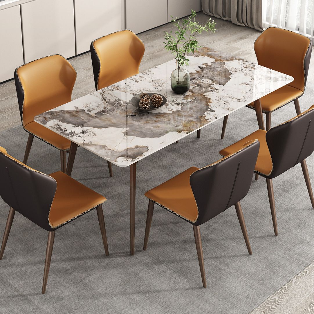 Rectangle Sintered Stone Dining Table Modern Style Dining Room Table