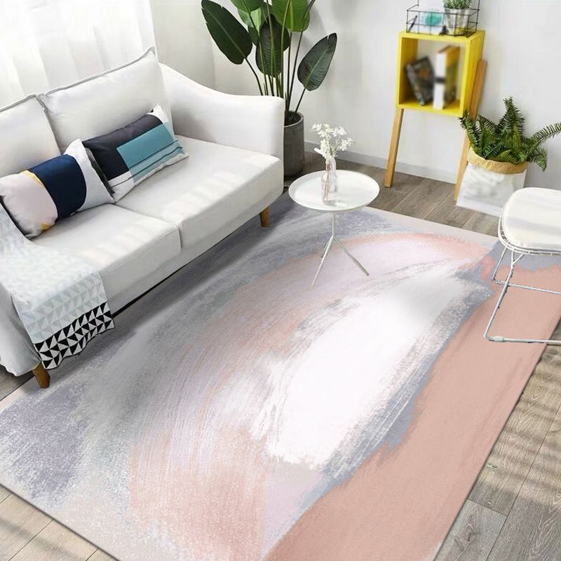 Unique Multicolor Modernist Rug Polyester Brushstroke Pattern Rug Washable Pet Friendly Non-Slip Carpet for Living Room