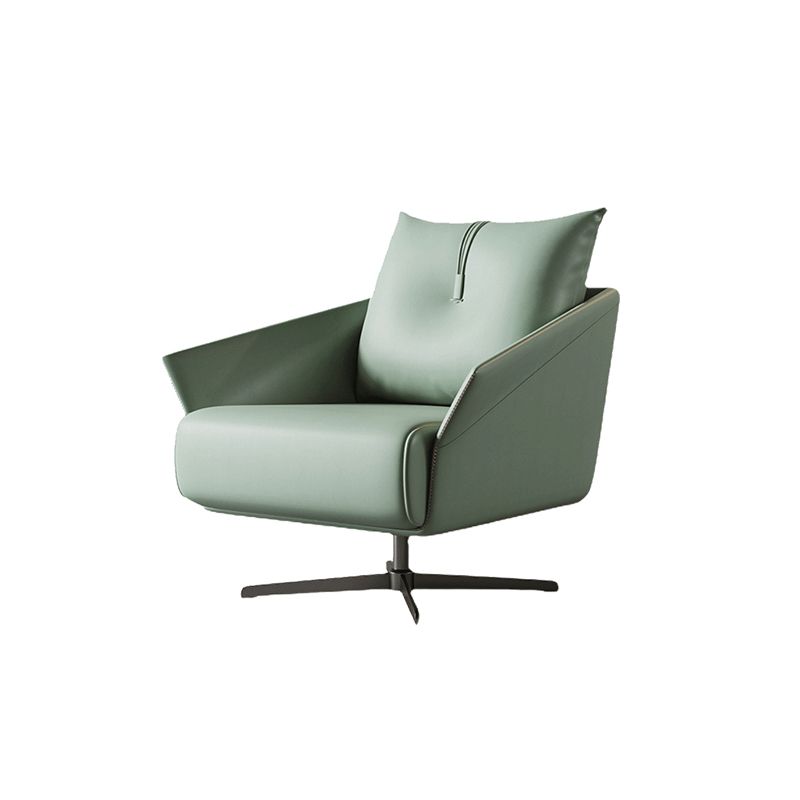 Solid Color Faux Leather Arms Included Swivel with Cushion Barrel Chair