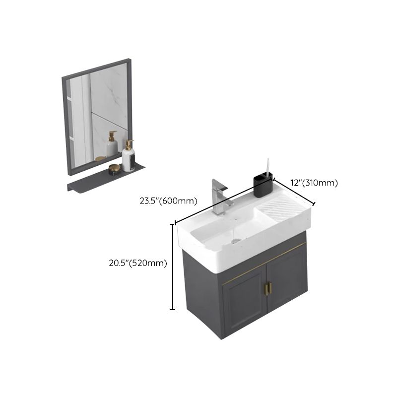 Modern Single Bath Vanity Wall Mount Ceramic Top Bathroom Vanity