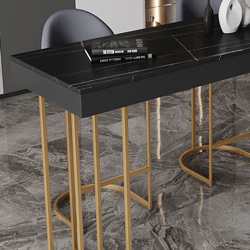 Glam Rectangle Stone Counter Table 1/3 Pieces Bar Table Set for Cafe