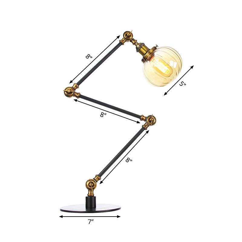 Éclairage de table globale en verre ambre / transparent vintage élégant 1 lampe de table finale noire / bronze claire pour chambre à coucher