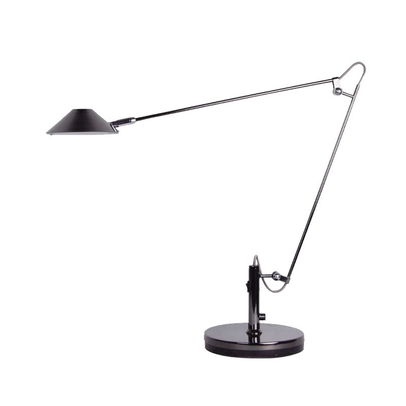 Éclairage de table conique noire Lampe de tâche de bureau LED en métal industriel avec bras long réglable