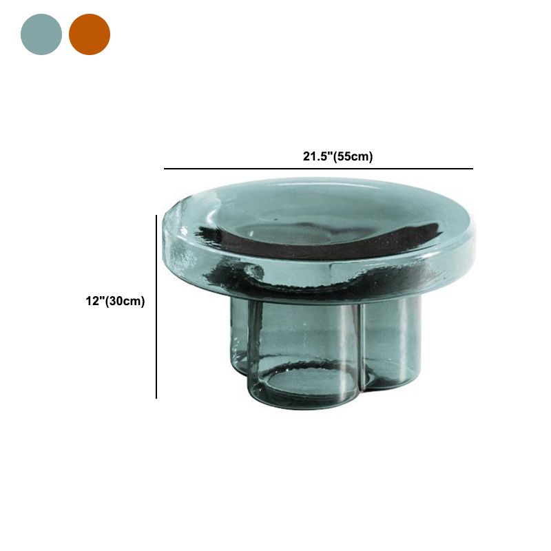 Modern 11.8"/17.7" Tall Round Glass Top Side Table Pedestal End Table