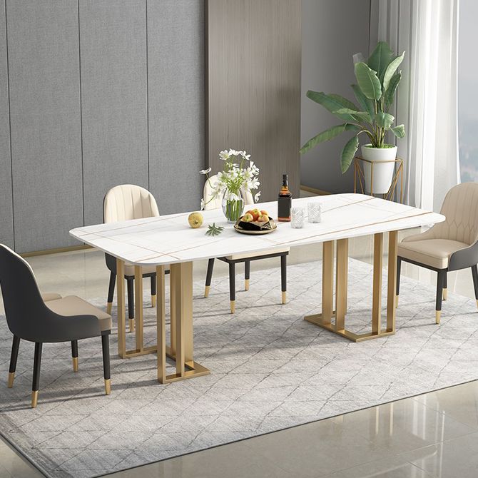 Glam 1/2/4/5/6 Pieces Dining Set Rectangle Stone Dining Table for Dining Room