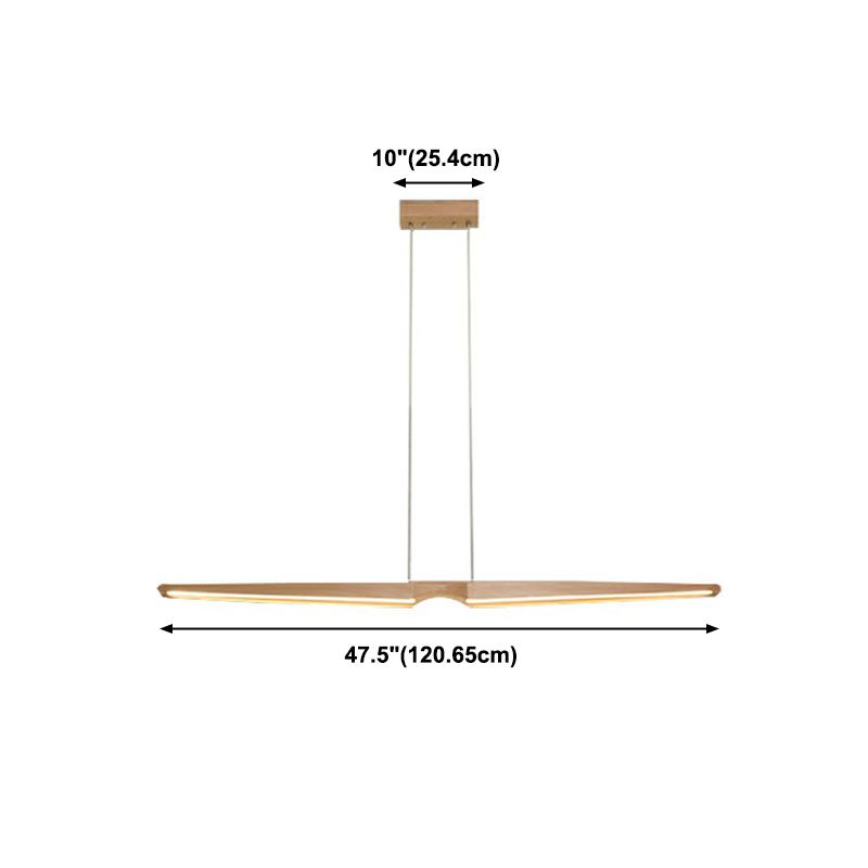 Lineare Anhänger Beleuchtungskörper Holz 2 Leichte zeitgenössische Küchenpendelleuchte