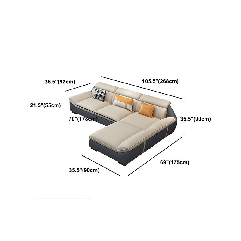 North European Faux Leather Sofa Sewn Pillow Back Sofa with Pillows