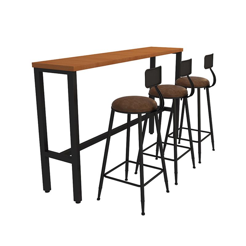 Industrial Rectangle Solid Wood Bar Table Set 1/3/4 Pieces Counter Table with High Stools