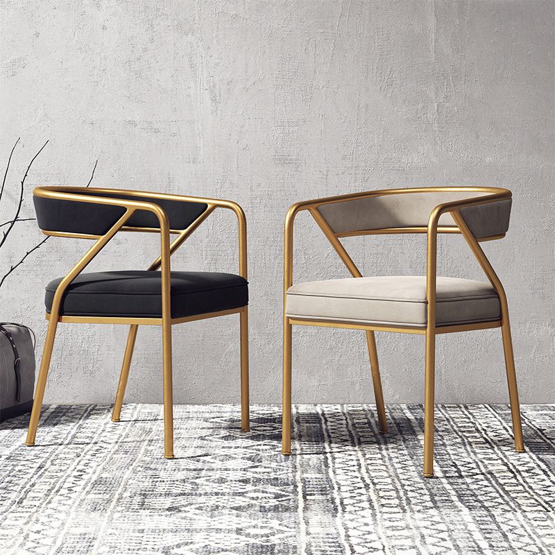 Silla de comedor de terciopelo Glam, sillas laterales de comedor con respaldo abierto para uso en restaurantes