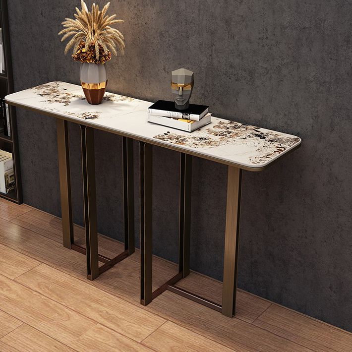Stone Rectangle Console Table 1 Shelf 33.46" Tall End Table for Hall