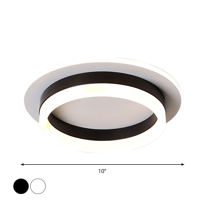 Ronde/vierkante inbouwplafondlamp Minimalistisch acryl Zwart/wit LED-inbouwverlichting in warm/wit licht voor slaapkamer