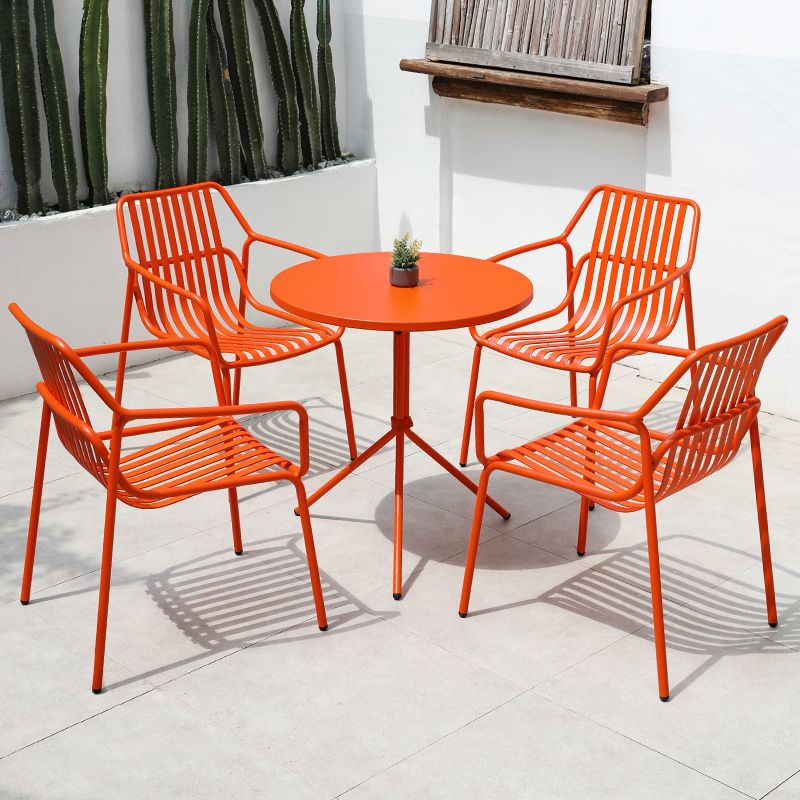 Contemporary Aluminum Dining Armchair Stacking Chairs 32.28" High