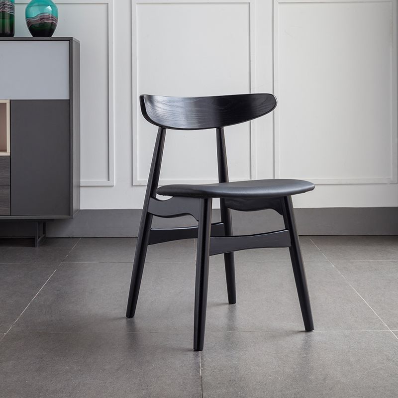 Contemporary Solid Wood Dining Room Chairs Armless Open Back Dining Side Chair for Home Use