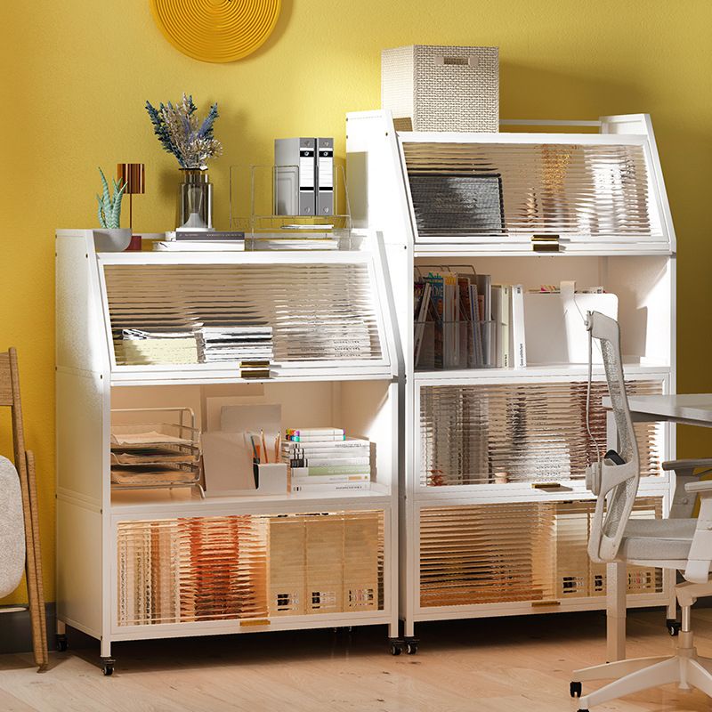 Standard Bookcase Metal Glam Closed Back Bookshelf with Shelves