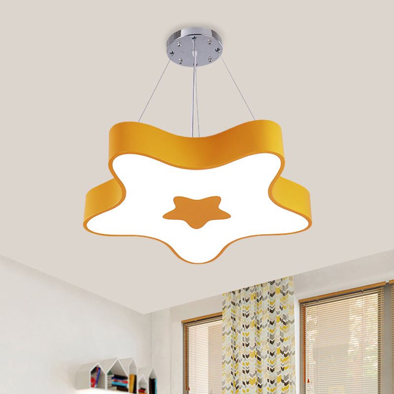 Starfish Down Lighting Pendant Nordic Acrylic LED Indoor Chandelier Lamp Fixture in Red/Blue/Yellow