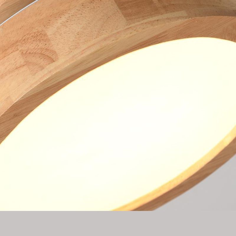 Ronde semi-inbouw plafondlamp moderne stijl houten 1-lichts semi-gemonteerde verlichting