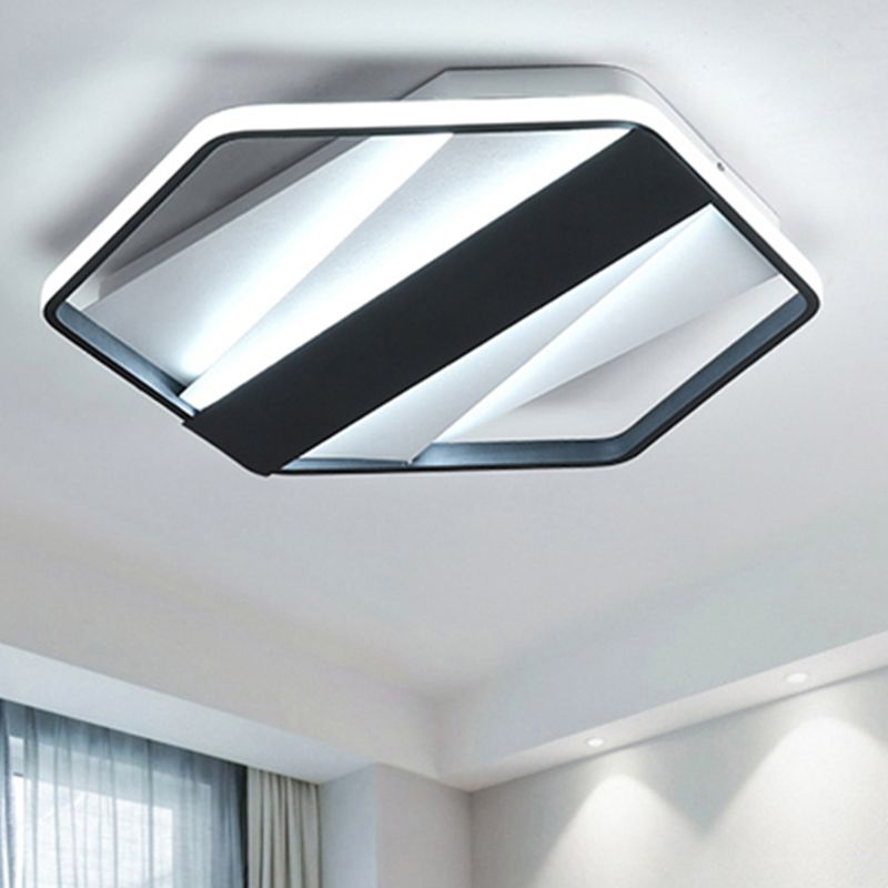 Plafonnier encastré rectangulaire et hexagonal, plafonnier LED moderne en acrylique noir pour hôtel