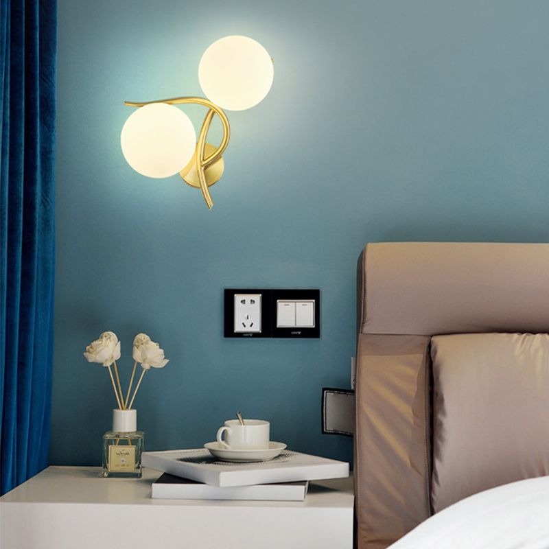 Modern Style Ball Shape Flush Mount 2-Light Glass Ceiling Light for Bedroom