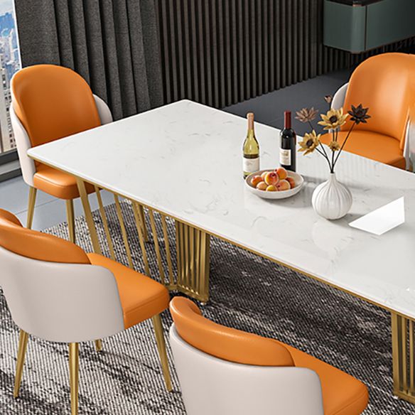 Contemporary Dining Table Set with Sintered Stone Dining Table and Upholstered Chairs