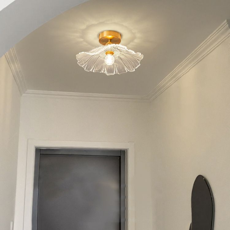 Single Golden Flush Mount Lighting Glass Ceiling Light for Living Room