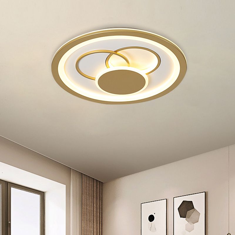 16"/19.5" Dia Acrylic Round Flush Mount Fixture Modernist LED Flushmount in Gold, Warm/White Light