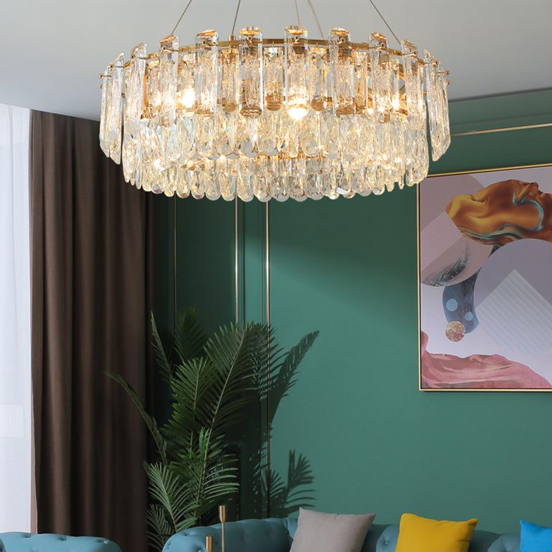 Round Shade Chandelier Lighting Modern Style Crystal Pendant Light for Dining Room