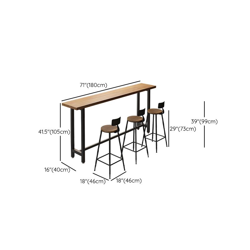 Modern Bar Table Set 1/3/4/5/6 Pieces Solid Wood Rectangle Bistro Set for Indoor
