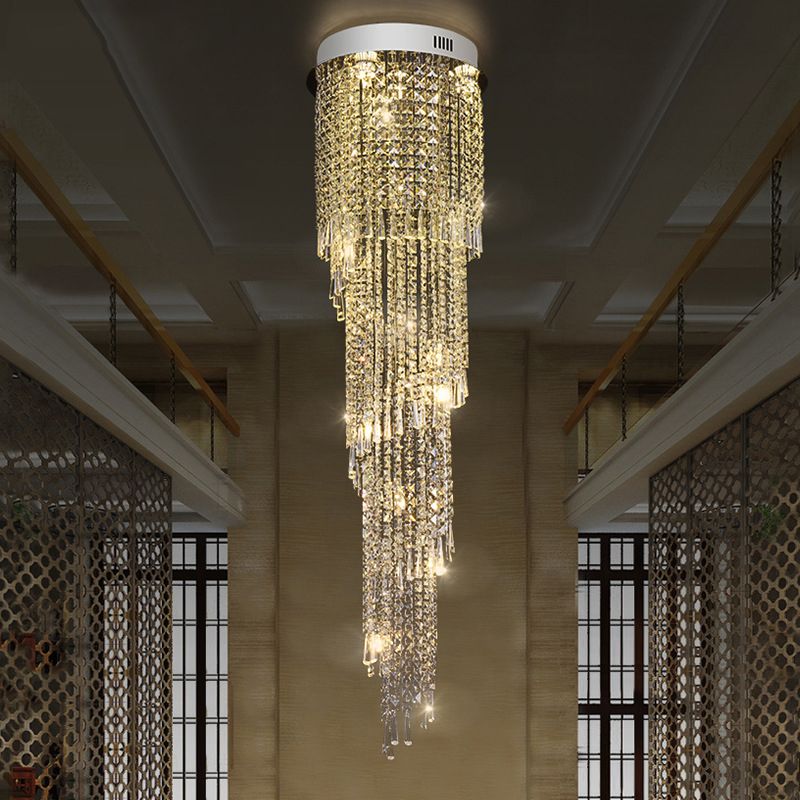 Contemporary Raindrop Pendant Light 12-Head Crystal LED Multi Ceiling Lamp in Silver