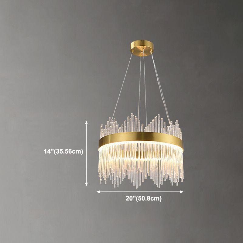 Candelera colgante de forma de rueda Crystal de estilo contemporáneo 1 Luz de lámpara de luz en oro