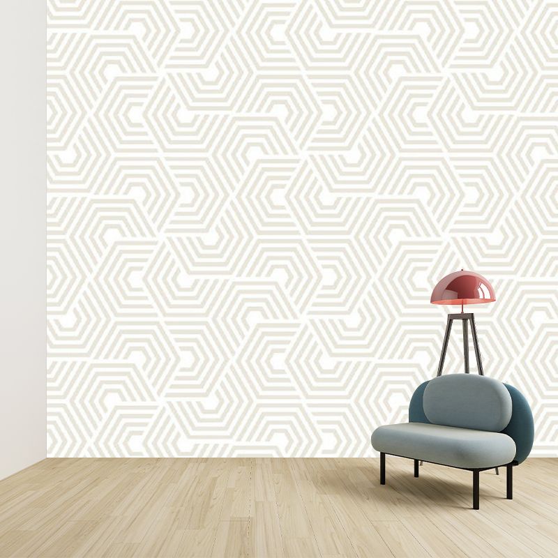 Hexagon Print Wallpaper Murals Simplicity Moisture Resistant Bedroom Wall Covering, Optional Size