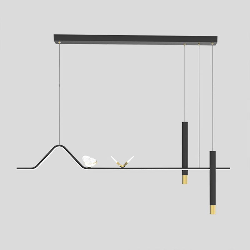 Zeitgenössischer Stil linearer Form Island Lights Metal Island Lighting