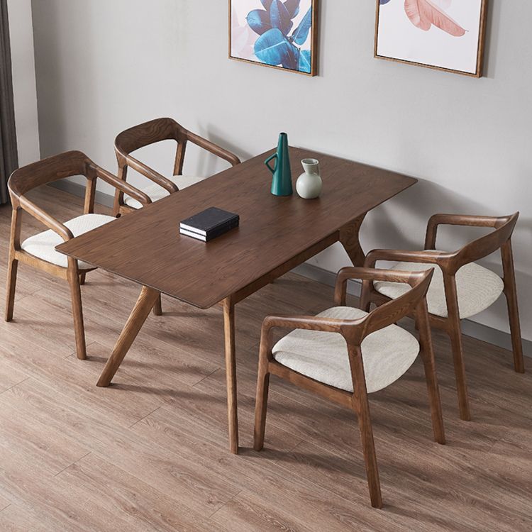 Traditional Style Ash Wood Chair Set Kitchen Open Back Dining Arm Chairs