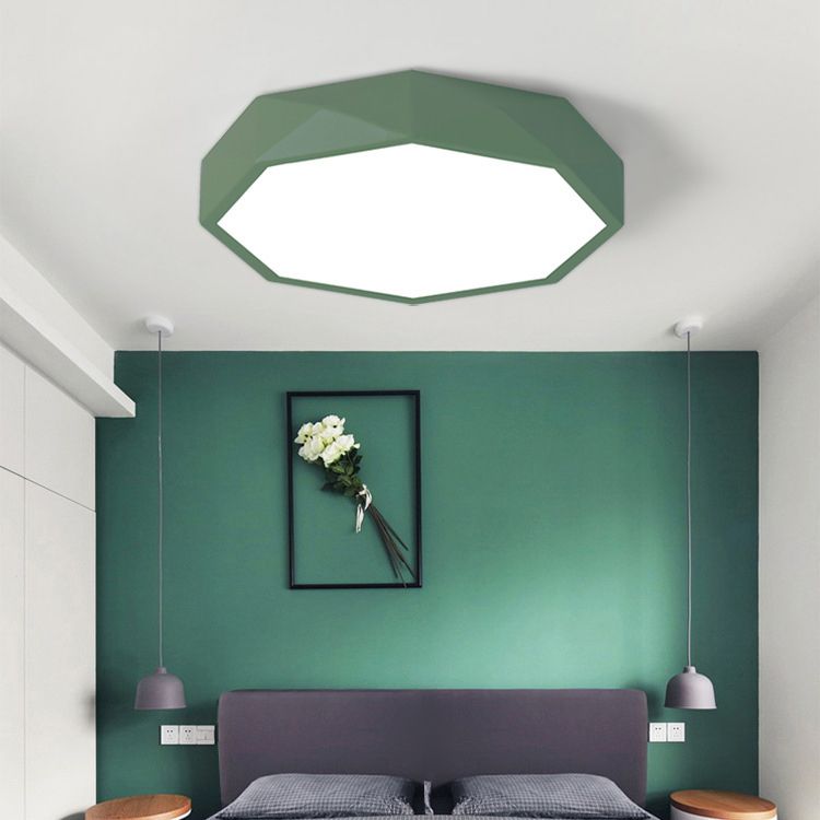 Lámpara de techo LED con forma octogonal moderna, soporte empotrado de 1 luz de hierro para comedor y dormitorio