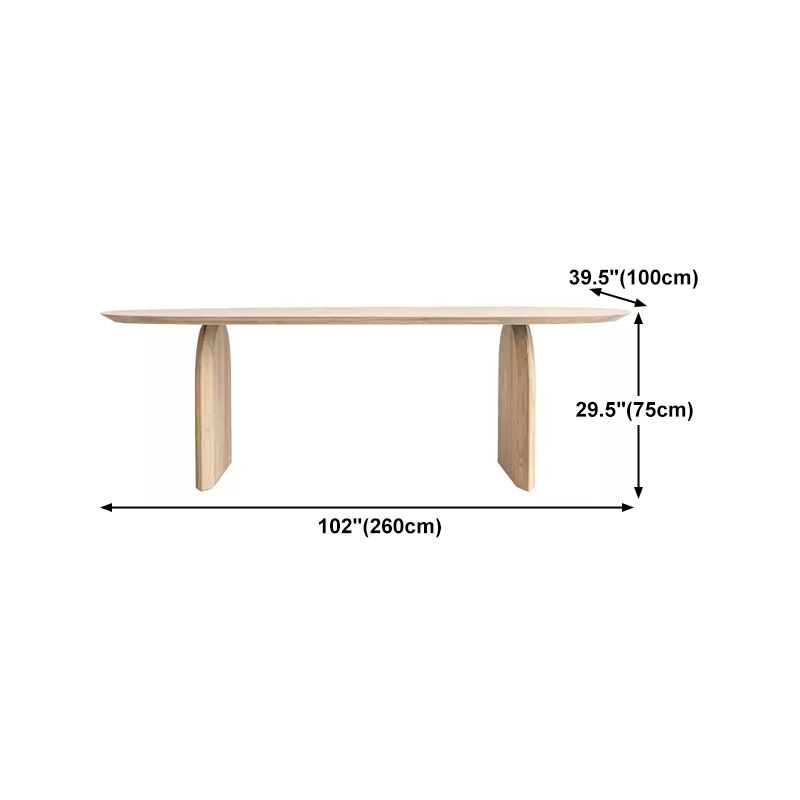 Industrial Pine Wood Office Desk Oval Natural Desk with Solid Wood Base