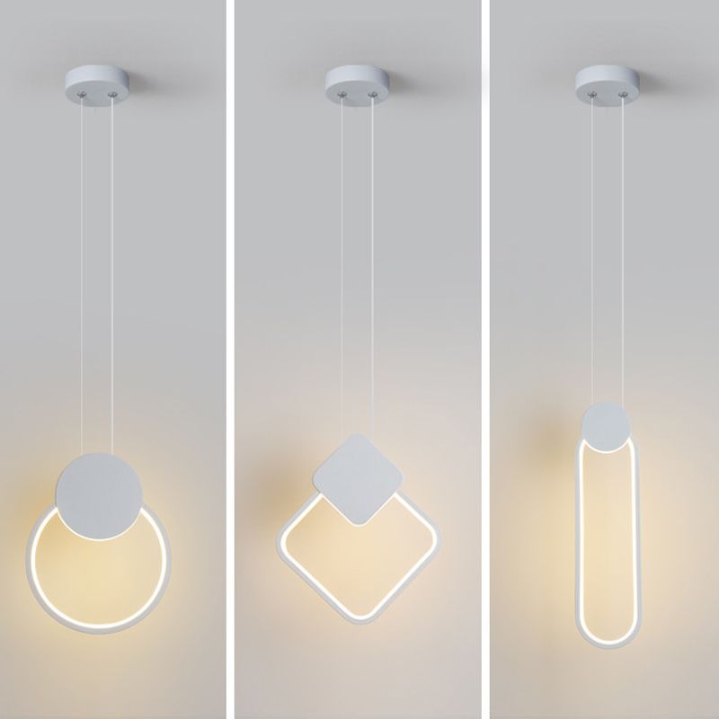 Acrylic Geometric LED Pendant Light in Modern Simplicity Wrought Iron Hanging Lamp for Living Room