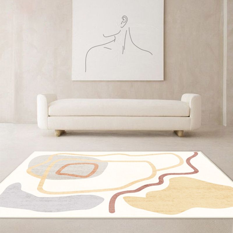 Tapis moderne blanc en Polyester, pièce de couleur, tapis d'intérieur résistant aux taches, pour la décoration de la maison