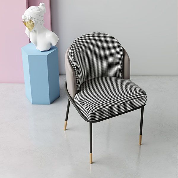 Glam Metal Dining Armless Chair Upholstered Side Chairs for Restaurant Use