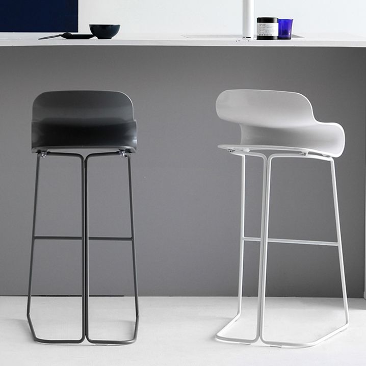 Backrest Armless Counter Stool Modern Iron Bar Stool with Plastic Cushion
