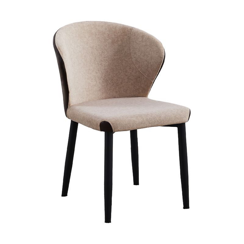 Silla lateral de comedor contemporánea con acabado mate, respaldo de cuero, silla de comedor