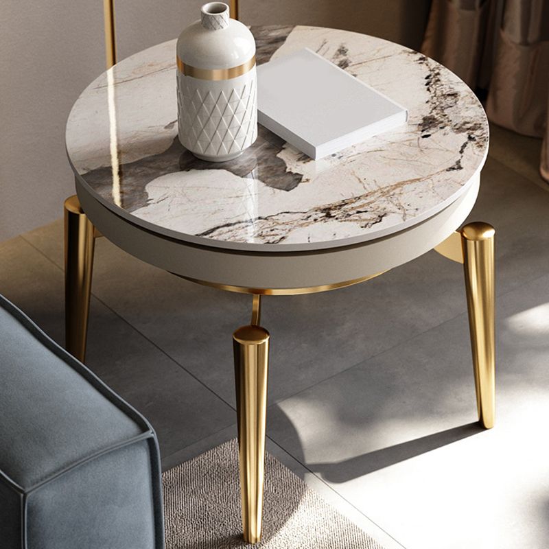 Luxurious Metal Side Table Stone 4 Legs Sofa Side Accent Table