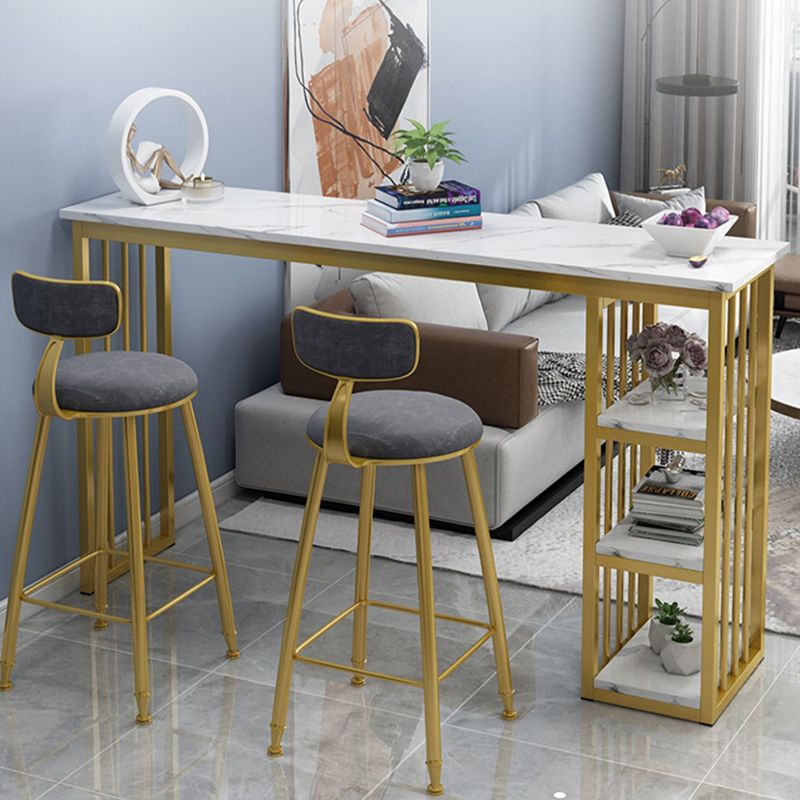 Glam Style Rectangle Wood Bar Height Pub Table for Living Room