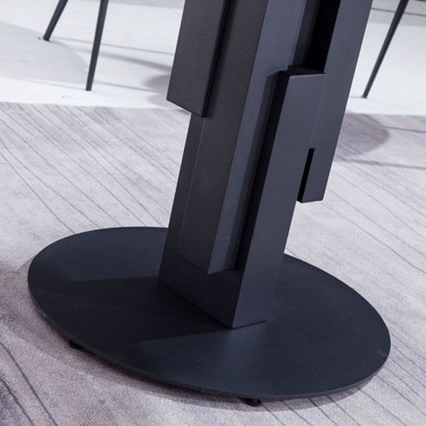 Round Modern Stone Table Standard Height Dining Table with Pedestal Base