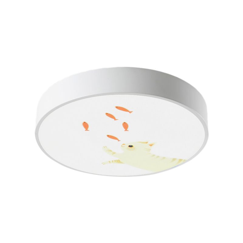 Cercle Baby Room Flushmount Light with Giraffe Acrylique Animal LED Ceiling Light in White