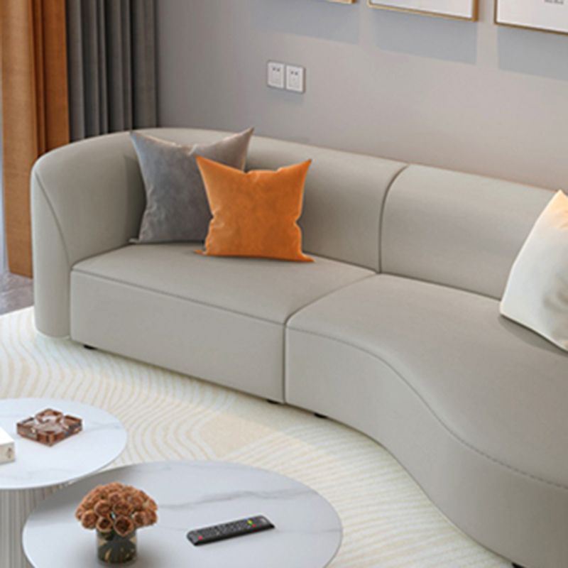 Grey Cushion Back Curved Sectional Sofa Scratch Resistant Sectionals
