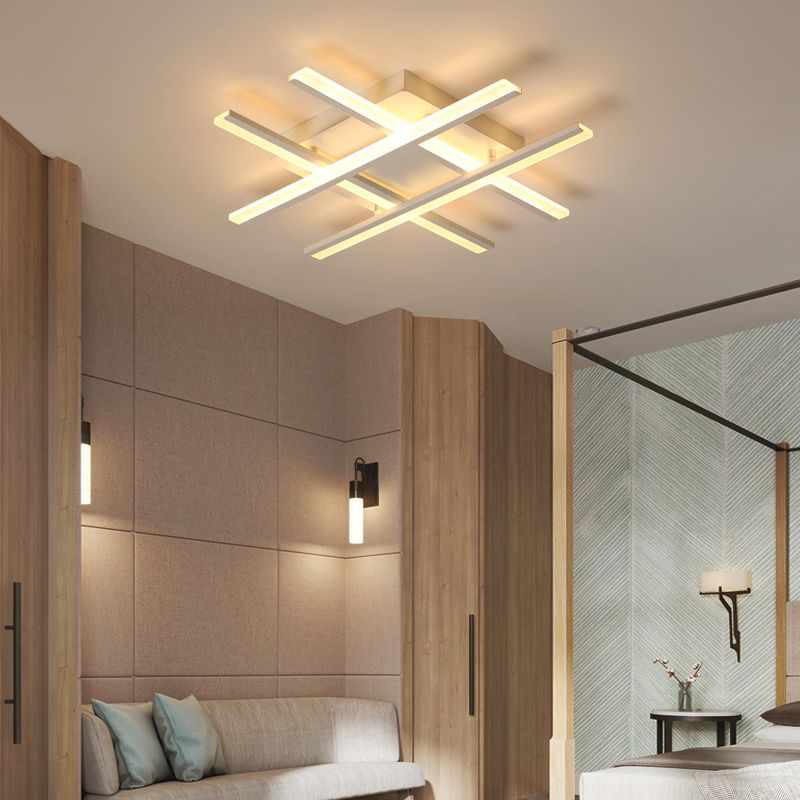 Plafonnier LED en forme de ligne, montage encastré en fer moderne pour chambre à coucher et salon