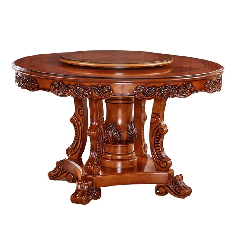 Rubberwood Base Victorian Round Table Pedestal Base Table for Dining Room
