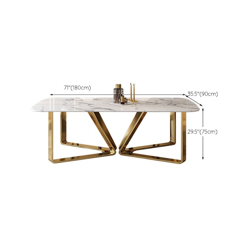 Traditional Luxury Metal Base Table Rectangle Dinner Table for Home