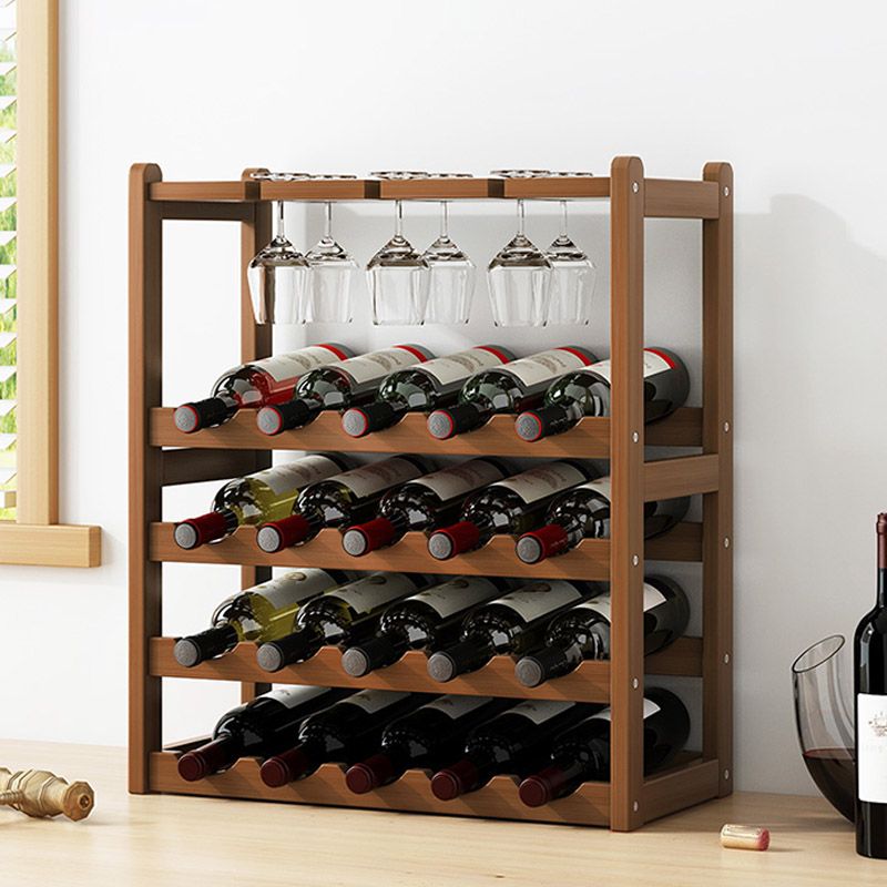 Countertop Wine Rack Solid Wood Wine Bottle Rack for Kitchen
