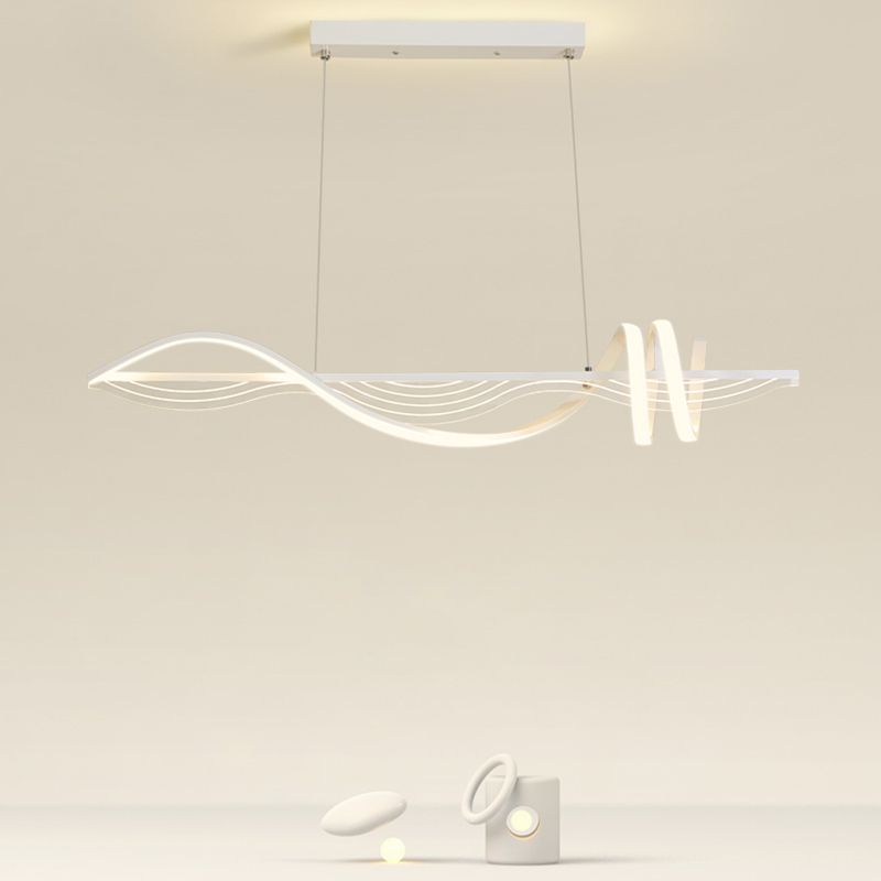 Strip Shape Island Lamp LED Island Hanging Lamp with Silica Gel Shade for Dining Room